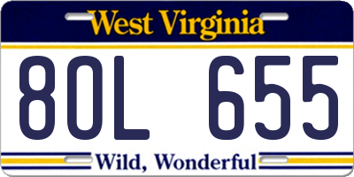 WV license plate 8OL655