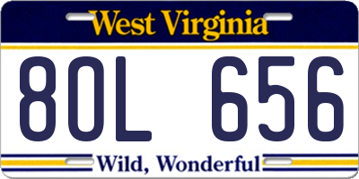 WV license plate 8OL656