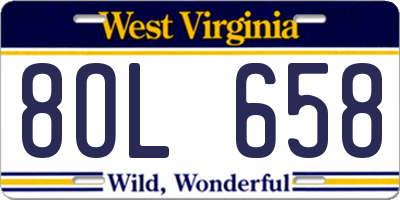 WV license plate 8OL658