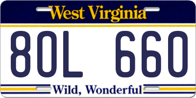 WV license plate 8OL660