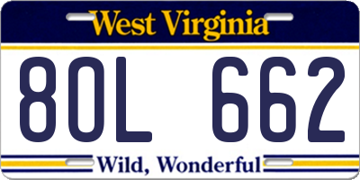 WV license plate 8OL662