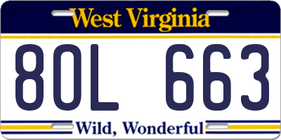 WV license plate 8OL663