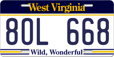 WV license plate 8OL668