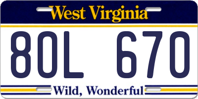 WV license plate 8OL670