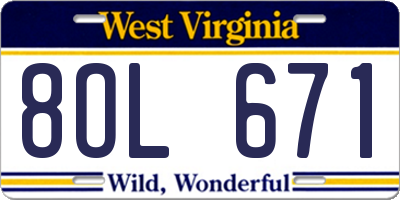 WV license plate 8OL671