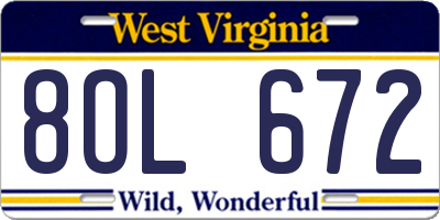WV license plate 8OL672