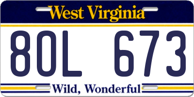 WV license plate 8OL673
