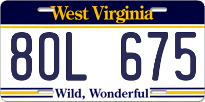 WV license plate 8OL675