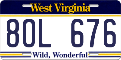 WV license plate 8OL676