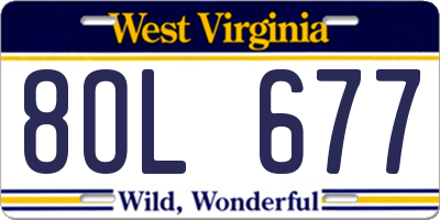 WV license plate 8OL677