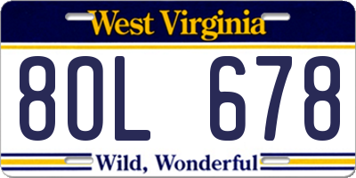 WV license plate 8OL678