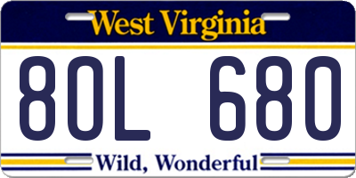WV license plate 8OL680