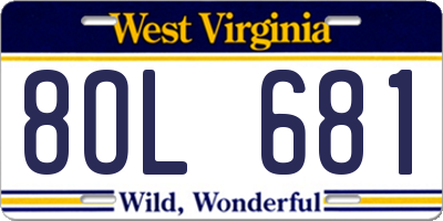 WV license plate 8OL681