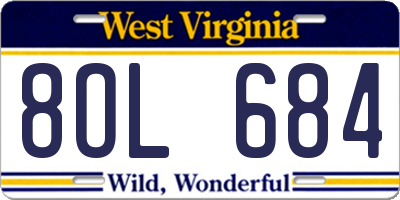 WV license plate 8OL684