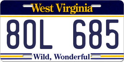 WV license plate 8OL685
