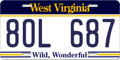 WV license plate 8OL687