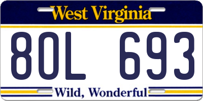 WV license plate 8OL693