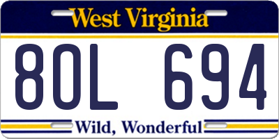 WV license plate 8OL694