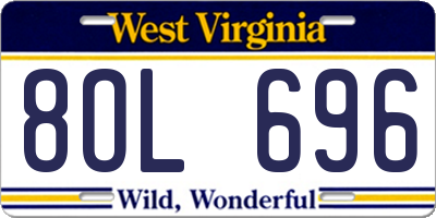 WV license plate 8OL696