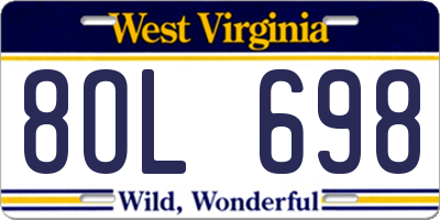 WV license plate 8OL698