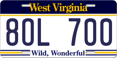 WV license plate 8OL700