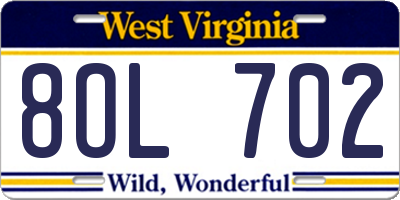 WV license plate 8OL702