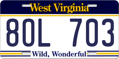 WV license plate 8OL703