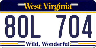 WV license plate 8OL704