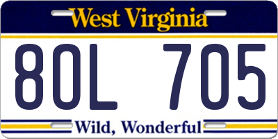 WV license plate 8OL705
