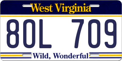 WV license plate 8OL709