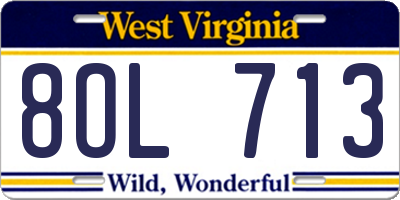 WV license plate 8OL713