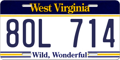 WV license plate 8OL714