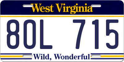 WV license plate 8OL715