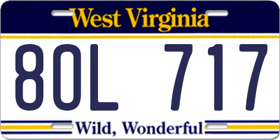 WV license plate 8OL717