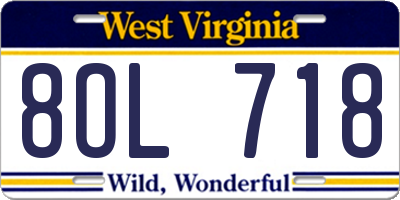 WV license plate 8OL718