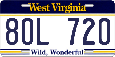 WV license plate 8OL720