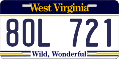 WV license plate 8OL721