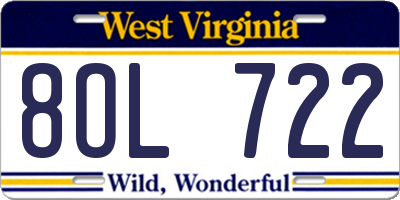 WV license plate 8OL722