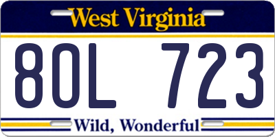 WV license plate 8OL723