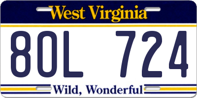 WV license plate 8OL724