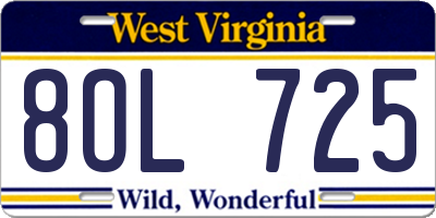 WV license plate 8OL725
