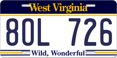 WV license plate 8OL726