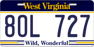 WV license plate 8OL727
