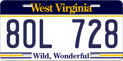 WV license plate 8OL728