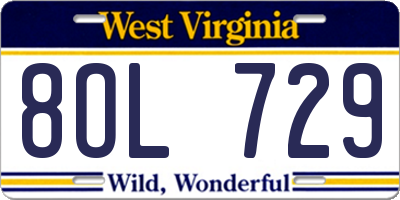 WV license plate 8OL729