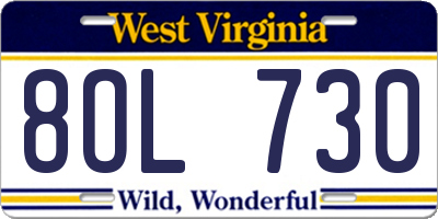 WV license plate 8OL730