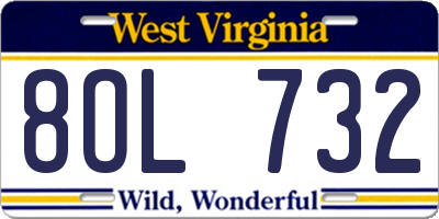 WV license plate 8OL732