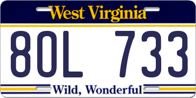 WV license plate 8OL733