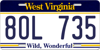 WV license plate 8OL735
