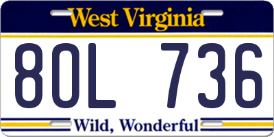 WV license plate 8OL736